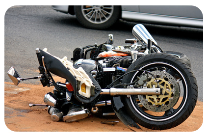 black motorbike accident on the asphalt road